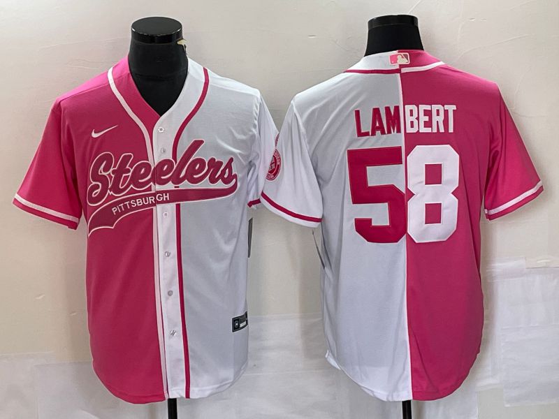 Men Pittsburgh Steelers #58 Lambert Pink white Co Branding Nike Game NFL Jersey style 1->pittsburgh steelers->NFL Jersey